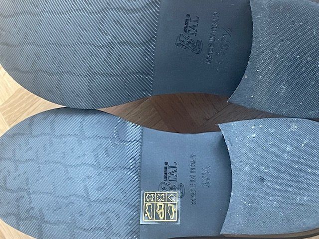 Scarpe da donna: Grauglänzender Leder-Schuh in Grösse 37,5 – Usato da Luzern venduto da Happyday3 2