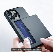 Handyhülle iPhone 13/14 mit Kartenfach blau neu