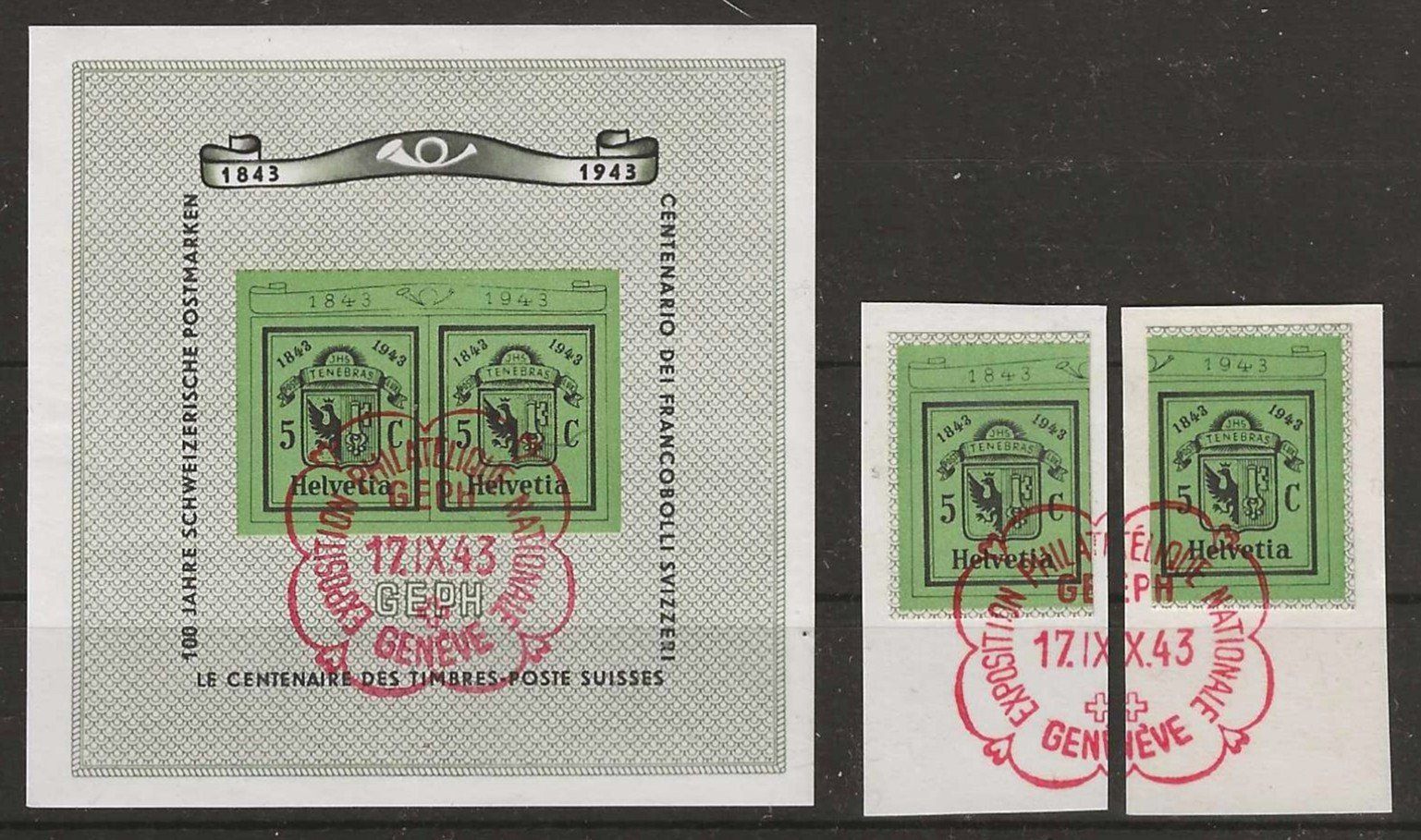 Tutti i francobolli: 1943 : Genfer Block W18 + Einzelwerte , Ersttag – Usato da Gümligen venduto da Geniusbuy