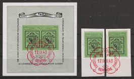1943 : Genfer Block W18 + Einzelwerte , Ersttag