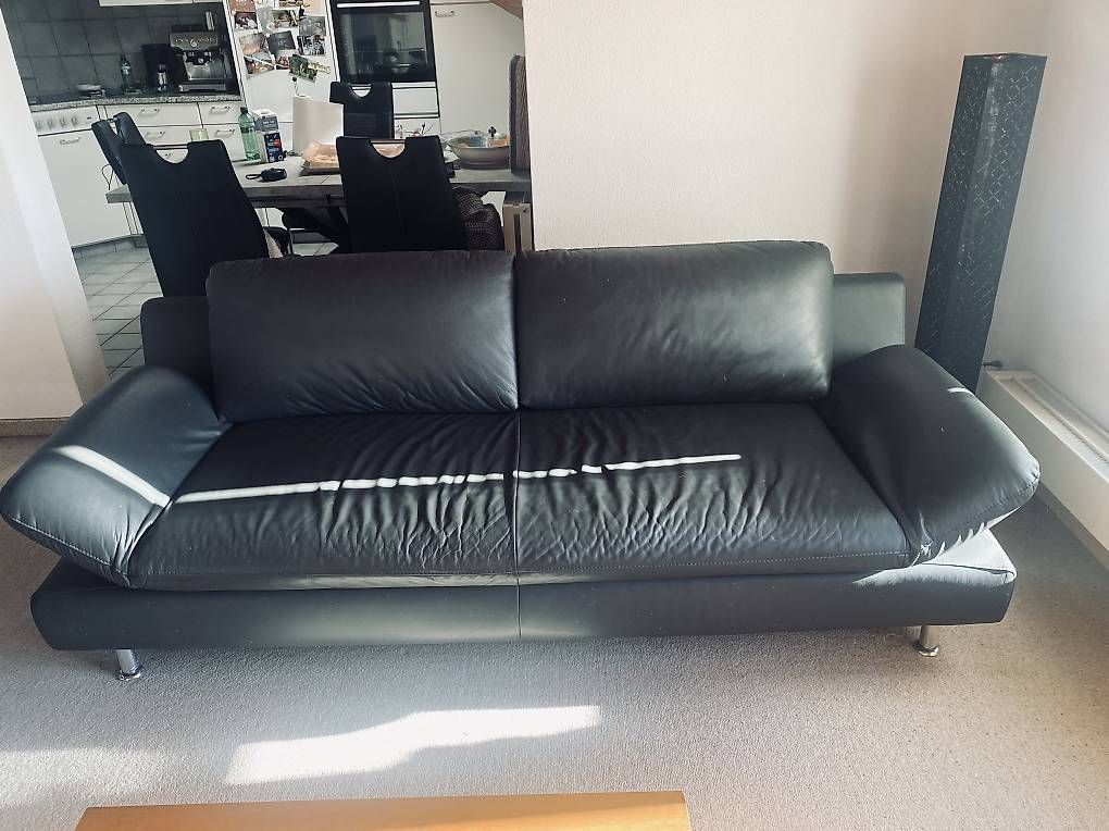 Divani: Schickes Schwarzes Ledersofa (2 Teilig) – Usato da Thierachern venduto da Ballon.herz 1