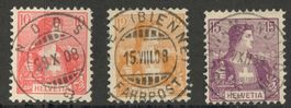 CH - Helvetia Brustbild - Zst. Nr. 104 - 106 - TOP Stempel