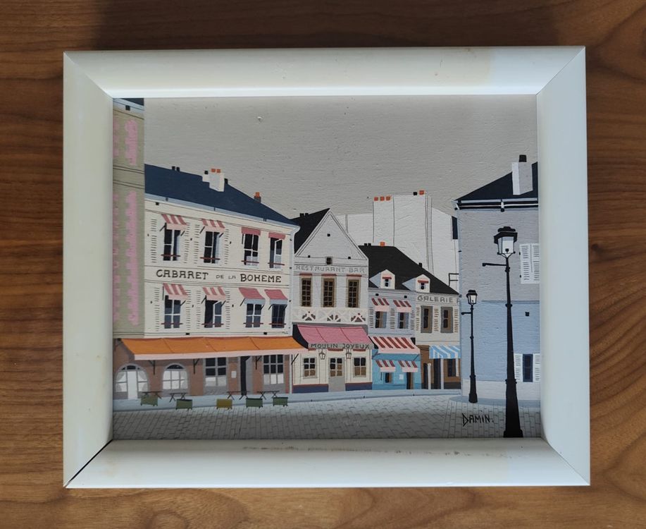 Tableau Rue Animée à Paris Signée Damin Art Naïf France Kaufen Auf Ricardo 