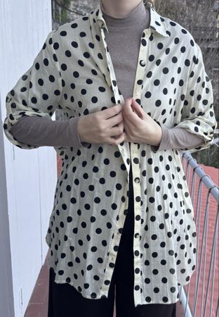 Camicia a pois, taglia M, cotone 100%