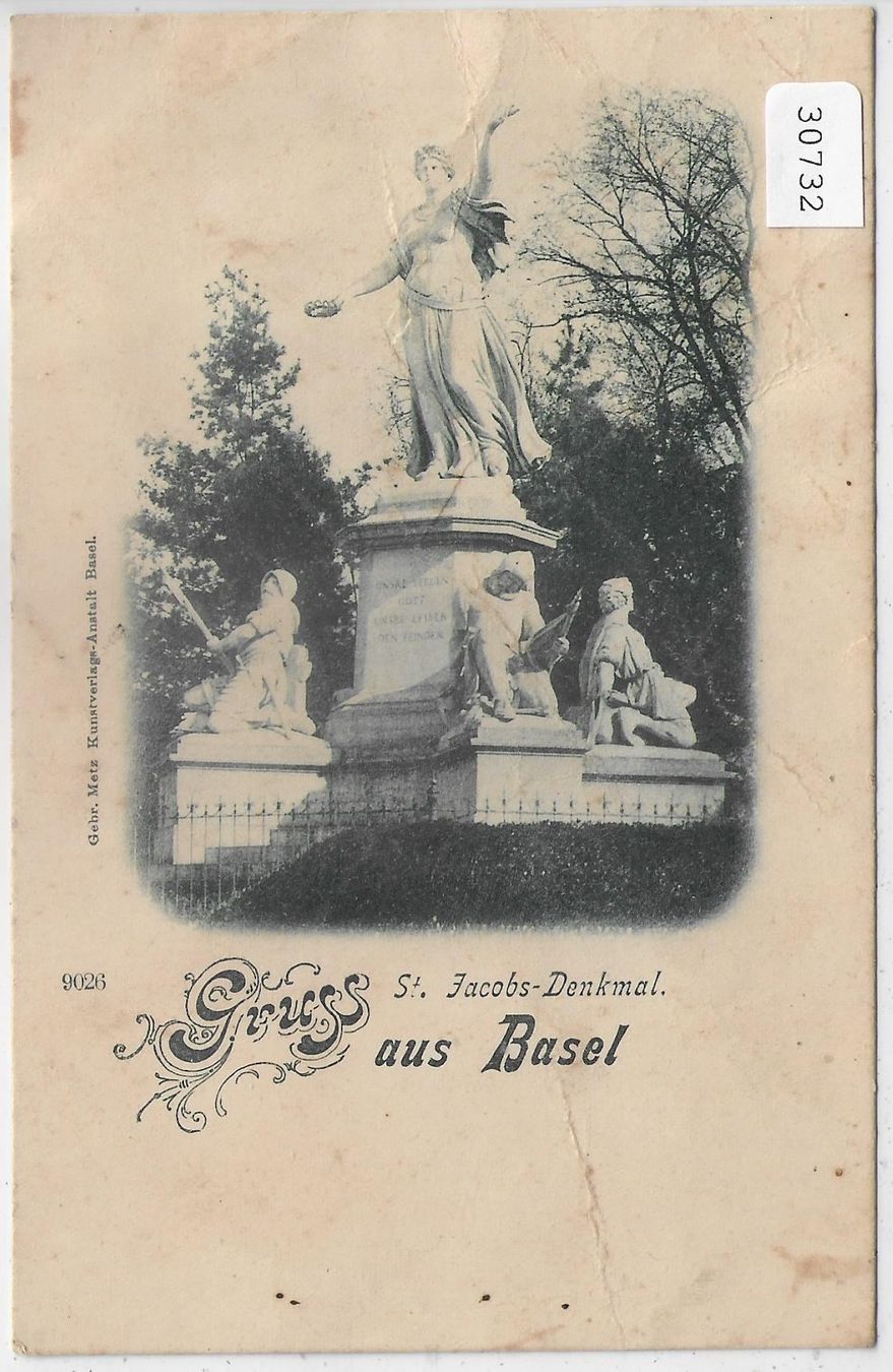 Cartoline postali: Gruss aus Basel - St. Jacobs-Denkmal – Difettoso da Ettingen venduto da Kartenplanet