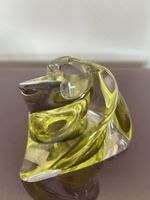 Kerzenständer Glas Moosgrün signiert 1970er