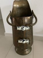 Cheminée-Eimer antik aus Messing mit Keramikgriff