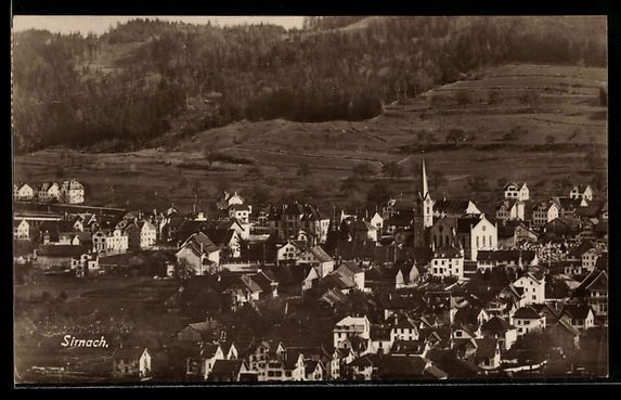 Cartoline postali: AK Sirnach, Ortsansicht mit Kirche, 1926 – Usato da Berlin venduto da bartko-reher