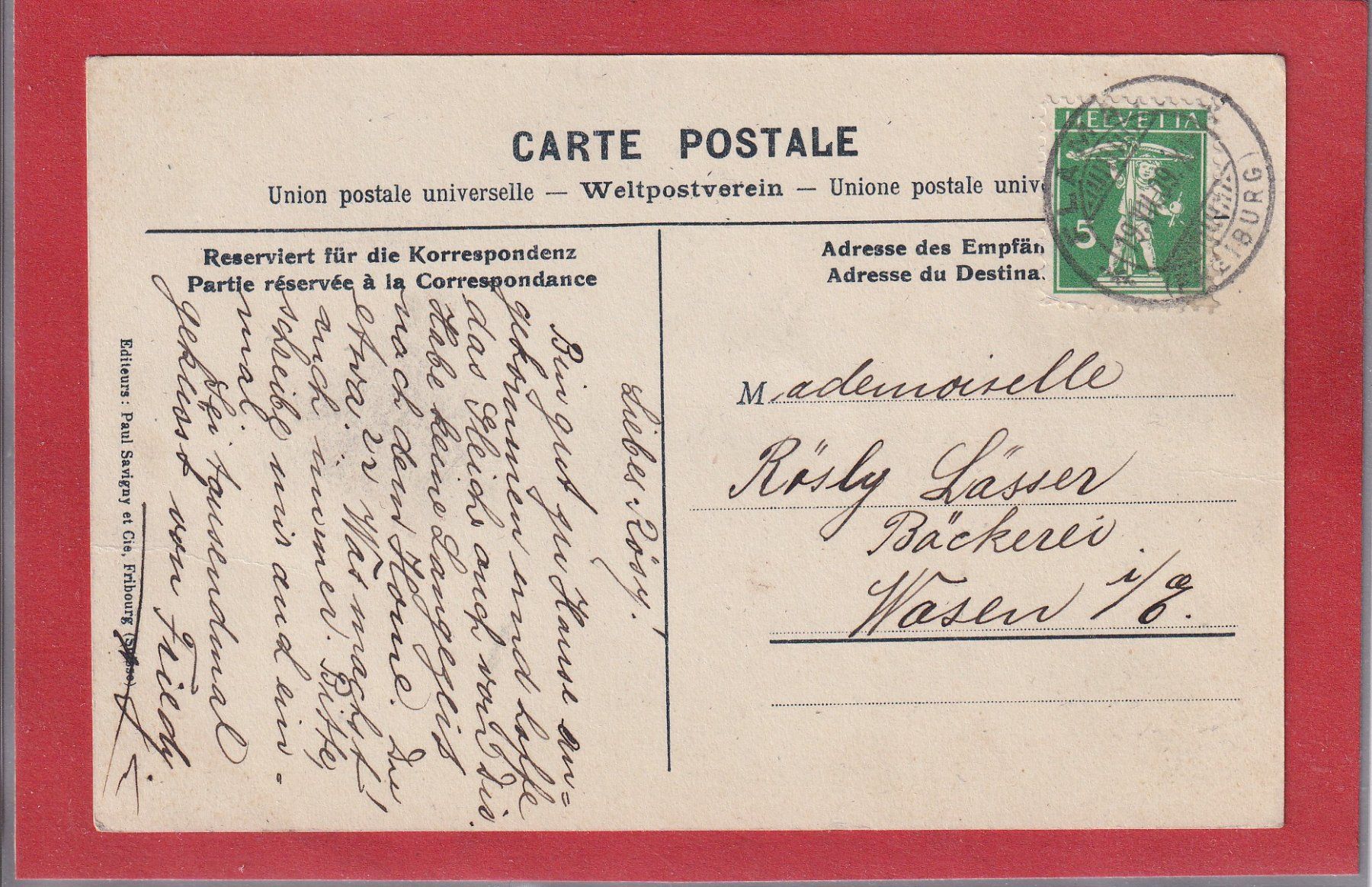 Cartoline postali: Flamatt - Gare et Buffet de gare - 1909 – Usato da Orvin venduto da Pyaeschli 1