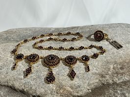 BÖHMISCHER GRANATSCHMUCK Halskette und Ring