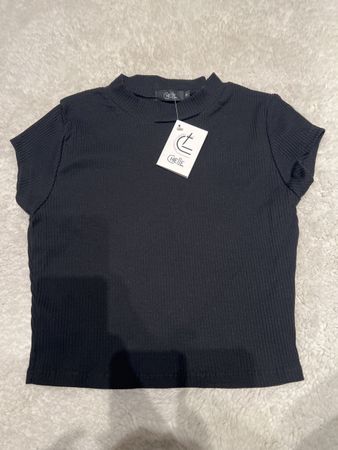 T-shirt noir côtelé taille S neuf avec étiquette