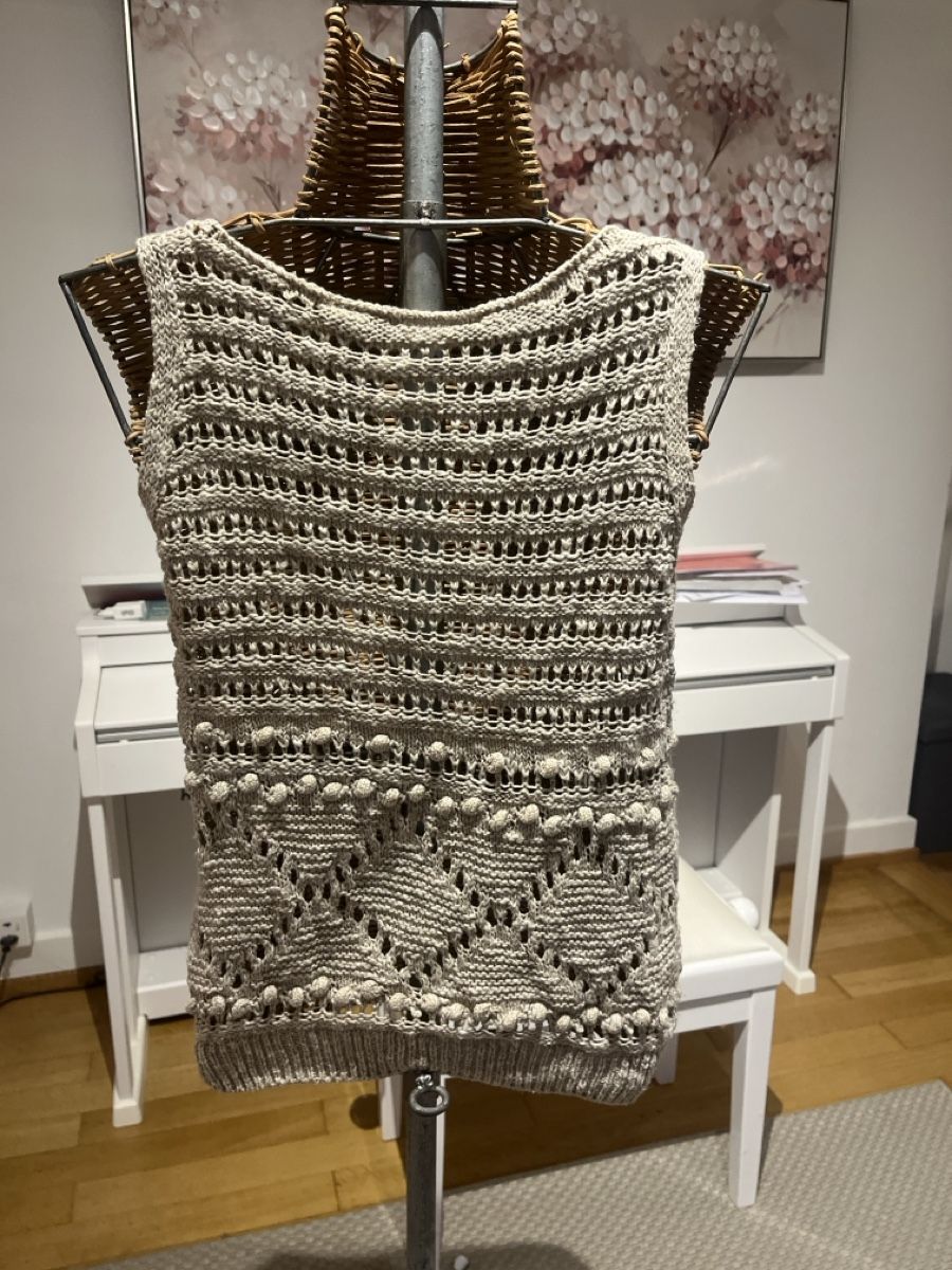 Mango Top: Mango Stricktop beige ärmellos, S – Usato da Solothurn venduto da Bobesch08 4