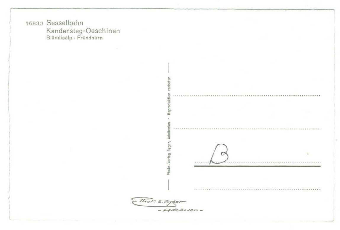 Ansichtskarten: AK Sesselbahn Kandersteg-Oeschinensee – Neu (gemäss Beschreibung) aus Zürich von tol_b7c7 1