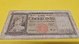 Italienische 500 Lire Banknote, Jahrgang 1947,
