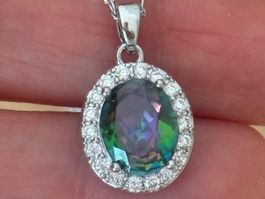 Luxus Elegante Kette Farbe : Zirkonia Silber weiss Multicolo