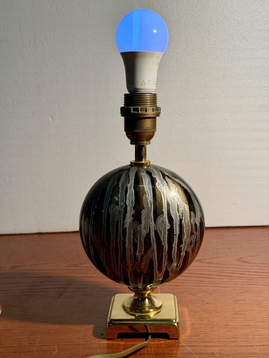 Lampade: Hollywood Regency Brass & Ceramic Table Lamp 1970 – Usato da Lausanne venduto da artnouveau04 7