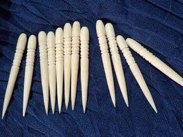 10 Stück antike Beinahlen, Ahlen aus Knochen, Bein?