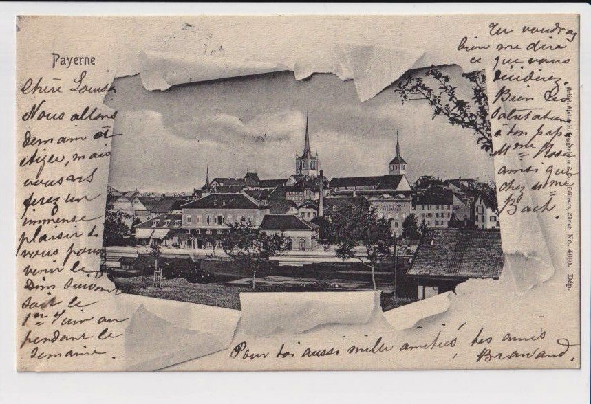 Cartoline postali: Payerne – Vue générale, 1902 – Usato da Fribourg venduto da AK_Fribourg