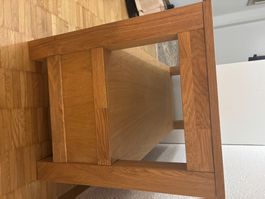 TV Table Wood Oak With Two Drawers Used