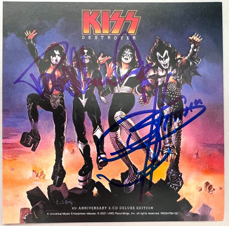 Kiss Autogramm Simmons Stanley Destroyer 45th 2xcd Mit Coa Kaufen