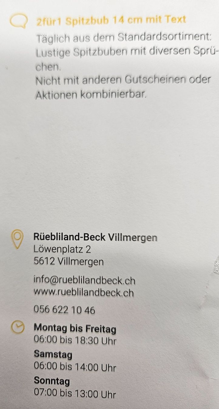 Buoni: 1 gratis Spitzbueb Rüebiland Beck Villmergen – Nuovo e nell'imballaggio originale da Uezwil venduto da Jasmin_ 1