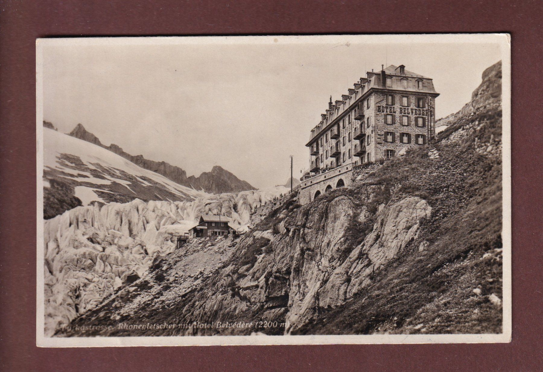 Cartoline postali: RHONEGLETSCHER - Hotel Belvédère – Usato da Pully venduto da nicecards-shop