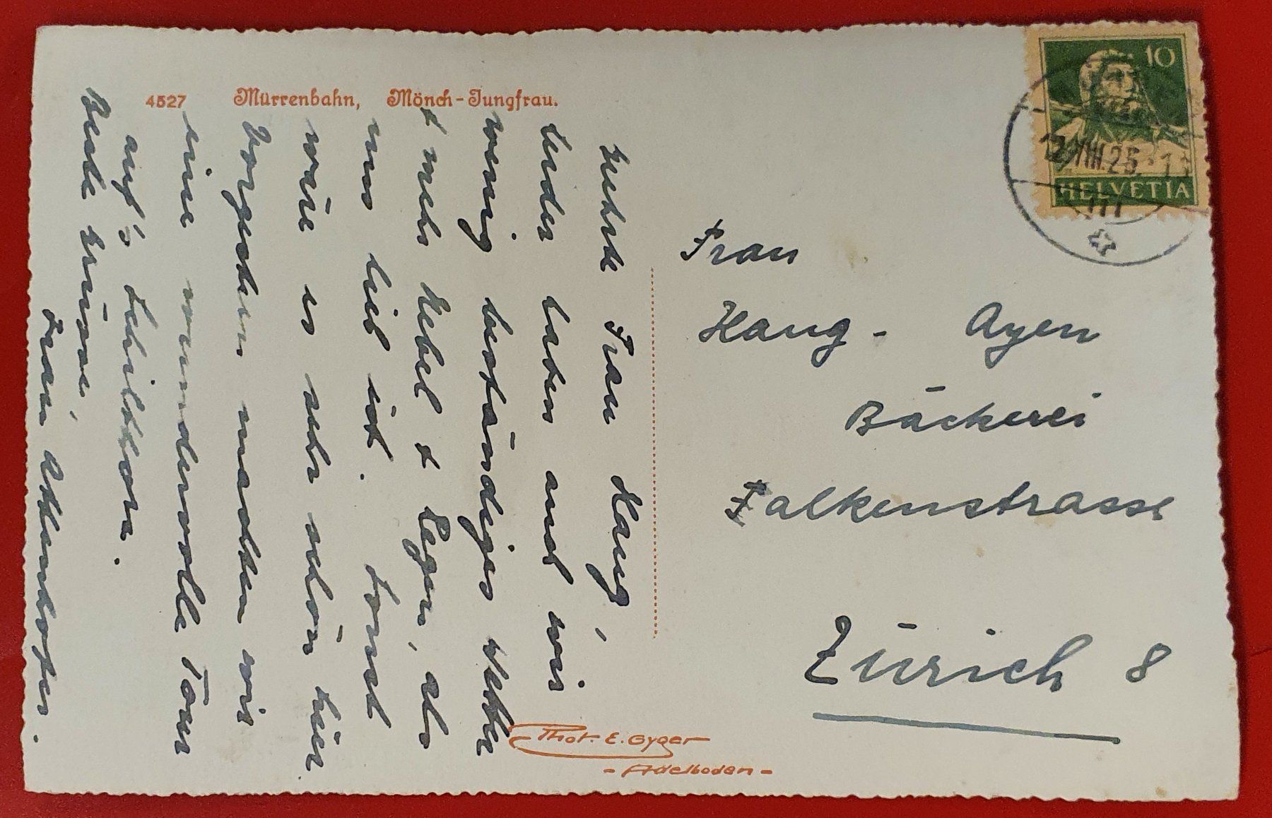 Ansichtskarten: Mürrenbahn 1925 - Mönch und Jungfrau – Gebraucht aus Kreuzlingen von Rschweiz1 1