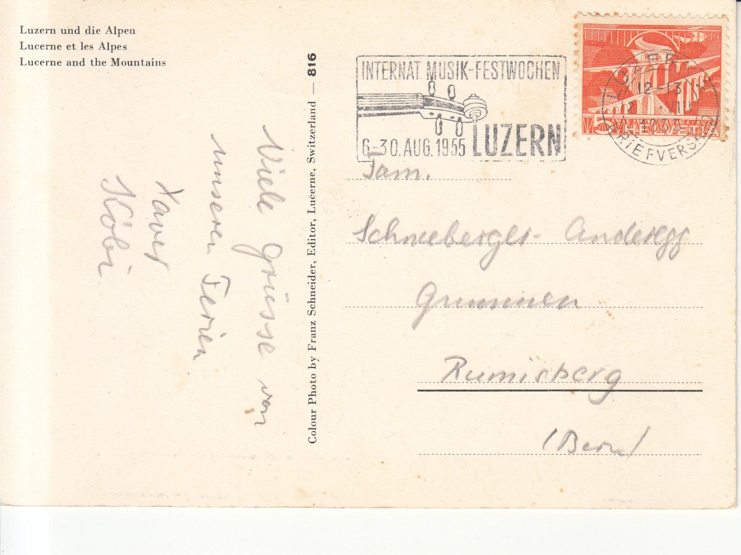 Cartoline postali: Luzern 1955 – Usato da Bürglen TG venduto da StampGraf 1