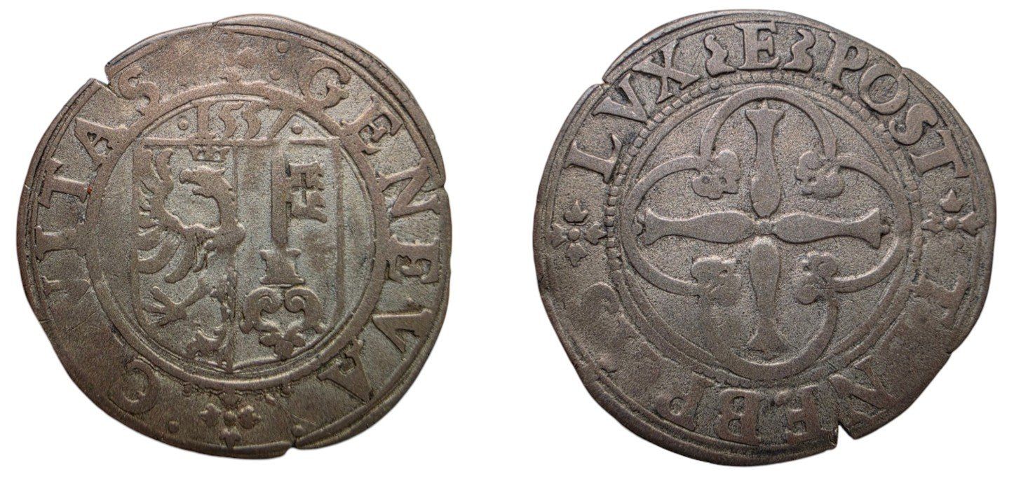 Tutti le monete: Suisse Genève / Genf 3 sols 1557 E – Usato da Genève venduto da Numis-Magna