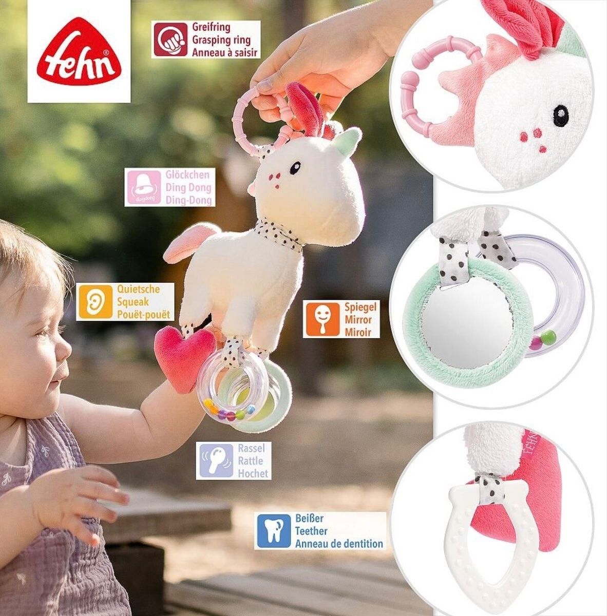 Giocattoli: Fehn Activity-Einhorn mit Ring bunt – Nuovo e nell'imballaggio originale da Basel venduto da Seifehuesli 6