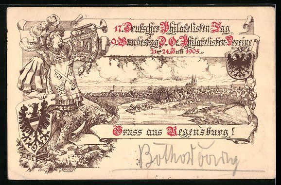 Cartoline postali: Litho Regensburg, 17. Deutscher Philatel – Usato da Berlin venduto da bartko-reher