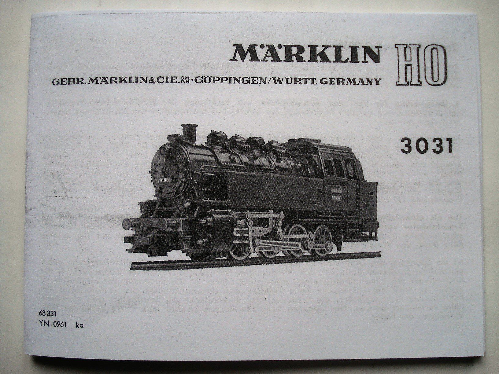 Märklin Modellini di ferrovie: Märklin Betriebsanleitung 3031 – Usato da Frauenfeld venduto da Fixtrix