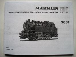 Märklin Betriebsanleitung 3031