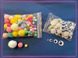 Bastelset mit Wackelaugen und Pomopns
