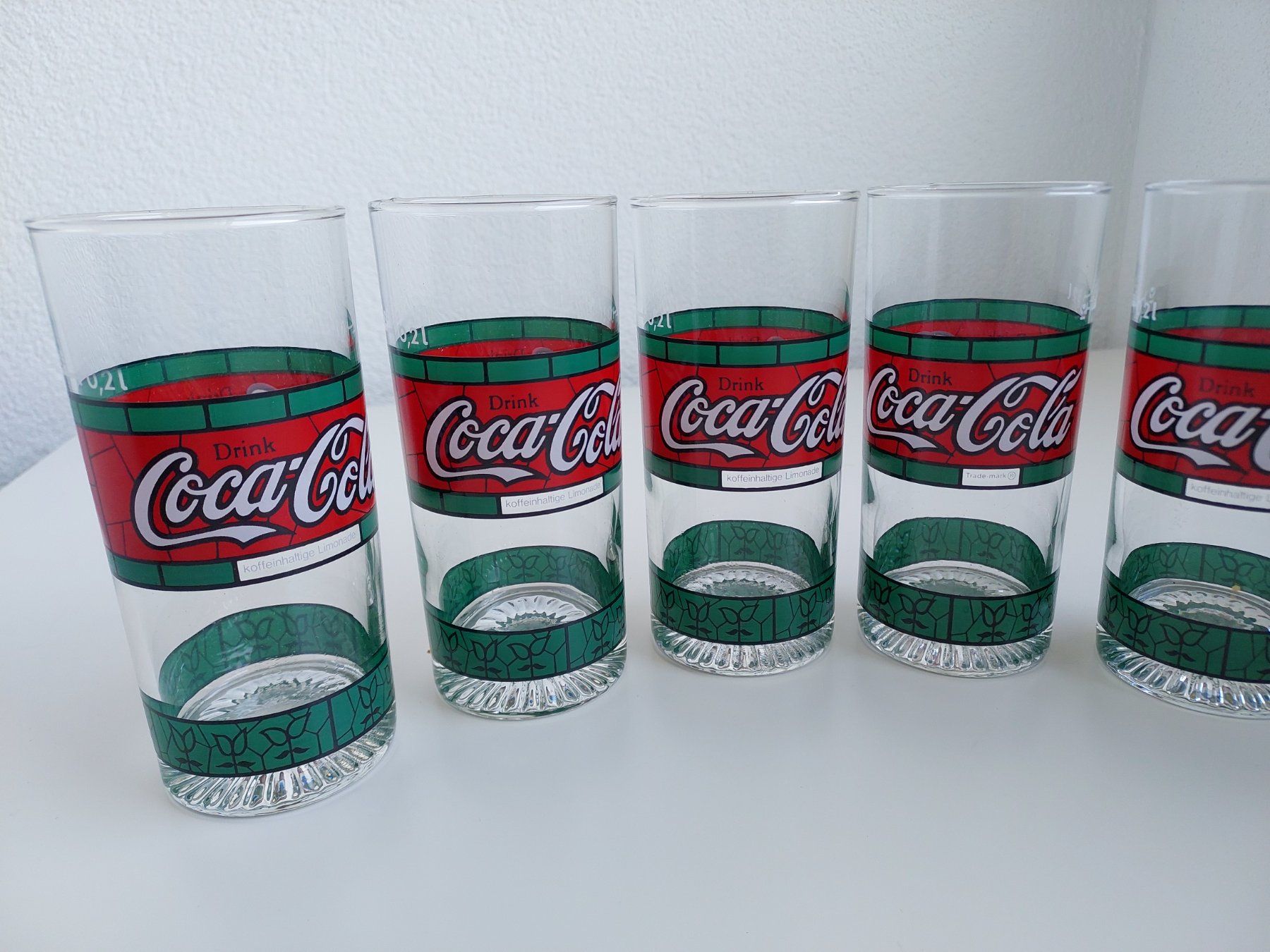 Coca-Cola Bicchieri: 7 Coca Cola Gläser, Tiffany 90er, 2dl. – Usato da Wil SG venduto da Donaldus 3