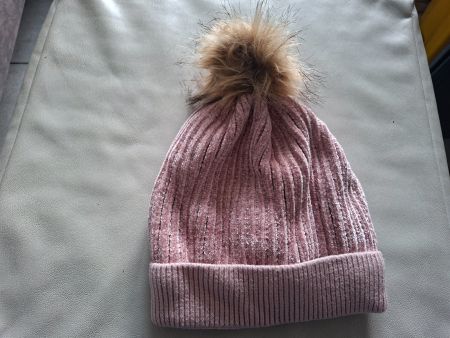 Wintermütze, Rosa, mit Bommel, warm gefüttert, Neu