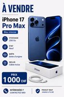 iPhone 17 Pro Max 256 Go Bleu Neuf Boîte Originale