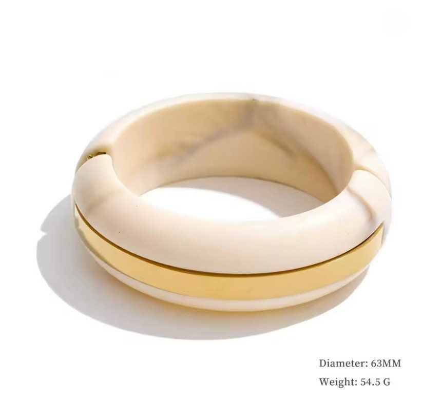 Bracciali & Braccialetti: Marble-Patterned Resin and Stainless Steel Bangle – Nuovo e nell'imballaggio originale da Allschwil venduto da Jani_Banani 1