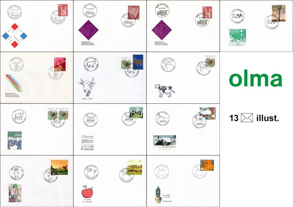 OLMA 13 Briefe illust. ʘ (1977 / 2012) siehe – voir scans (Gebraucht ...