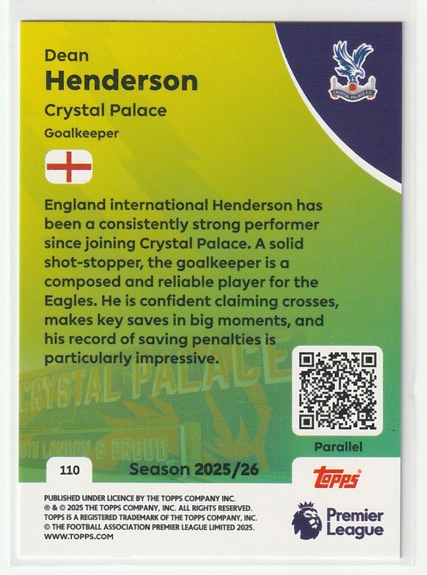 Topps Carte collezionabili: 2026 Topps Premier League Dean Henderson Base Blue Parallel – Nuovo (secondo la descrizione) da Biel/Bienne venduto da historian-198 1
