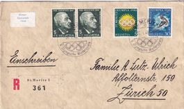 Brief Olympiade St.Moritz 1948 mit Eröffnungsdatum 30.1.48