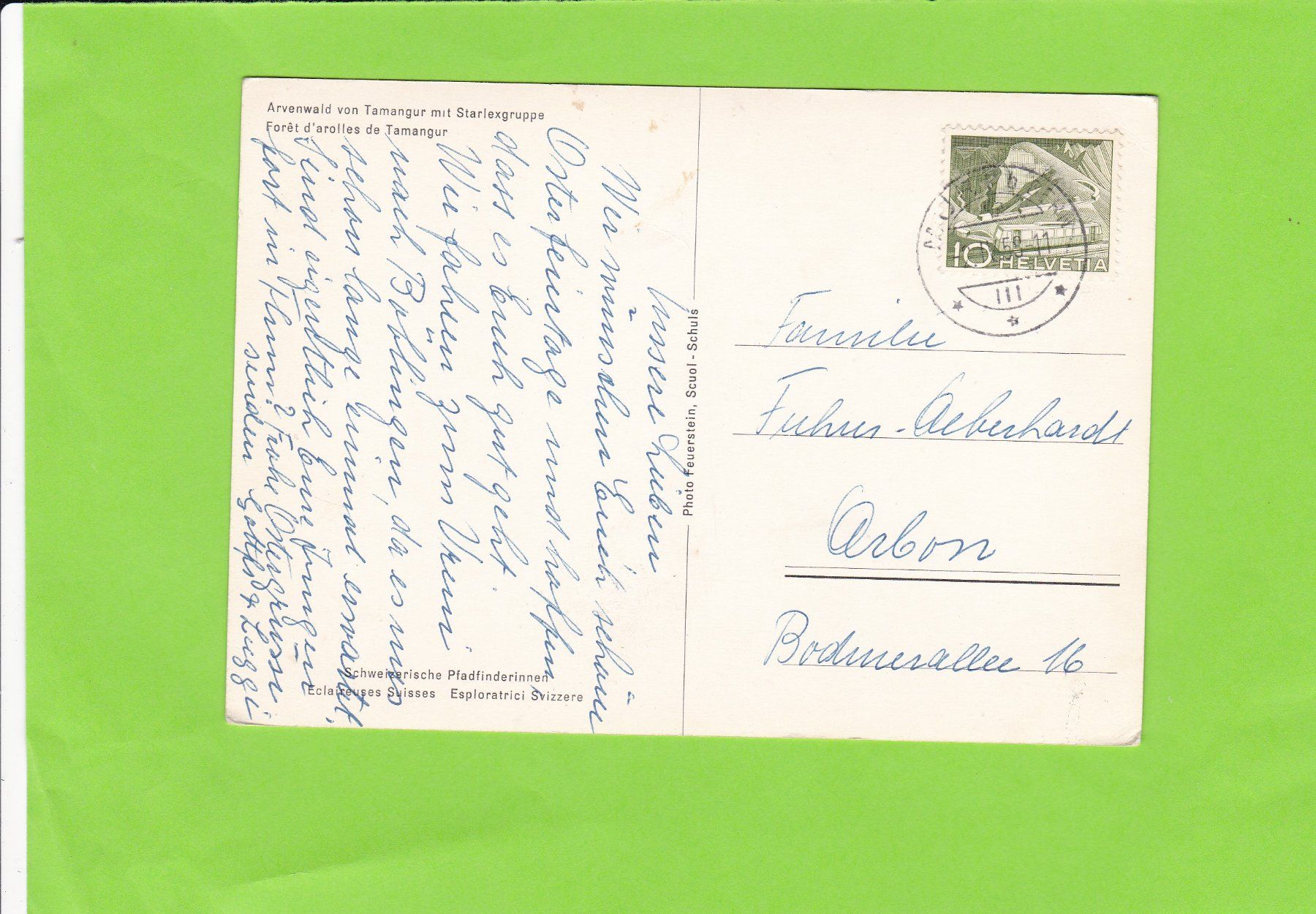 Cartoline postali: Arvenwald von Tamangur – Usato da St. Peterzell venduto da neckertal 1