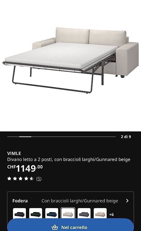 Divani: VIMLE Divano letto a 2 post Ikea ritiro immediato  – Usato da Sorengo venduto da JackBrown84 2