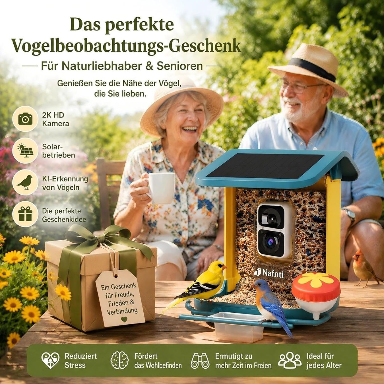 Casette per uccelli: Vogelhaus mit Kamera Solar 2K HD KI Vogelerkennung – Nuovo e nell'imballaggio originale da Dietikon venduto da Abverkauf10 1