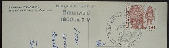 Cartoline postali: BRAUNWALD Braunwaldbahn - Sessellift – Usato da Jona venduto da philajona 1