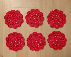 Glasuntersetzer (6 Stück 9.5cm) Farbe Rot