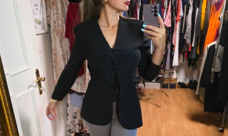 Eleganter, taillierter Vintage-Blazer, schwarz, Gr. 40, Top!