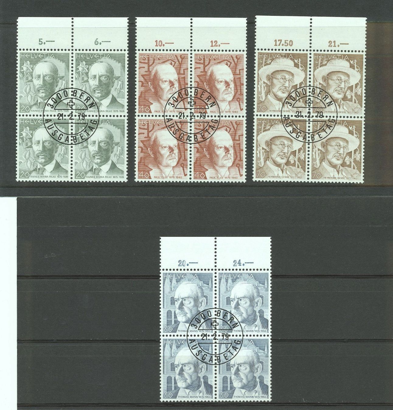 Tutti i francobolli: 1979 diverse Viererblöcke gestempelt ET – Usato da Nesslau venduto da zueri6 1