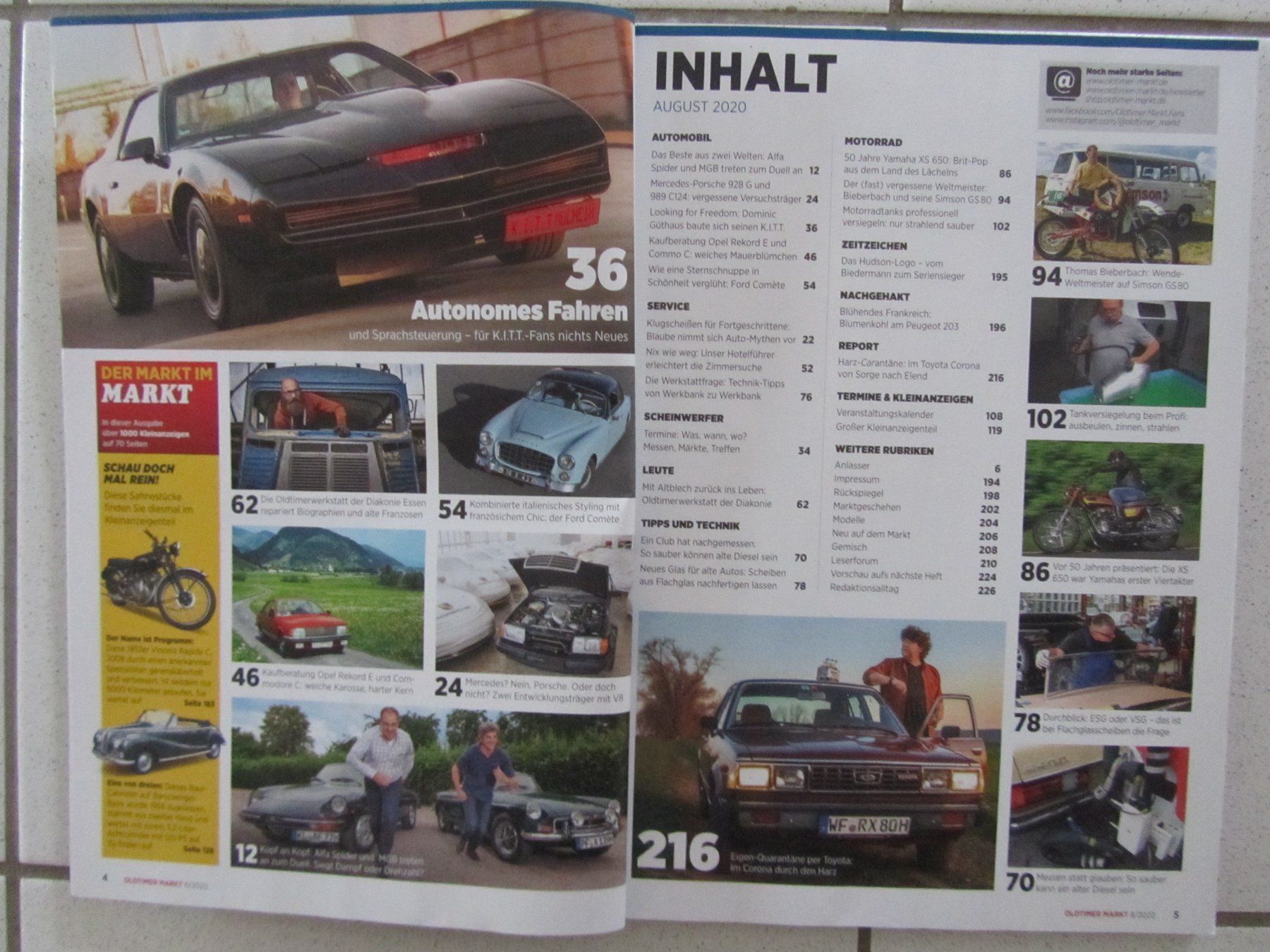 Riviste & Magazine: Oldtimer Markt - Automagazin Deutschland August 2020 – Usato da Weiningen ZH venduto da dietsch57 1