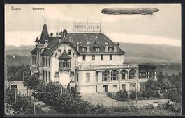 Essen, Zeppelin über dem Hotel Ruhrstei